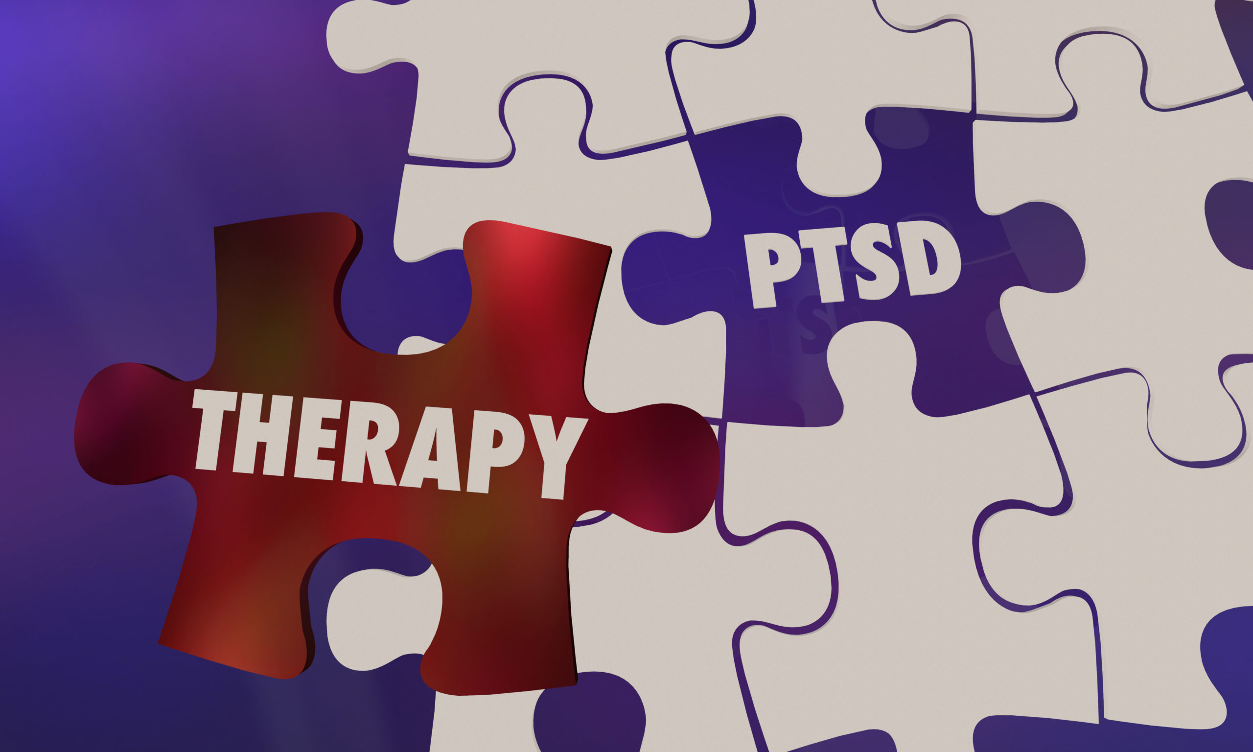 PTSD Post Traumatic Stress Disorder Therapy Puzzle 3d Illustration