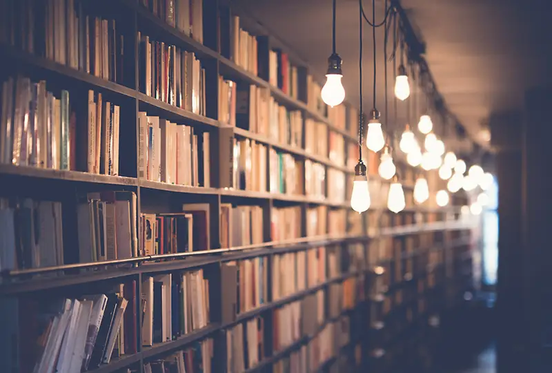 Library shelves full of books
