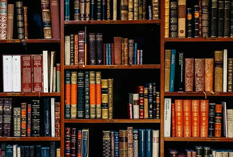 Bookshelves full of books