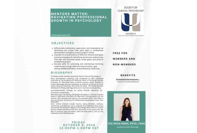 Graduate Student Professional Development Series: Live Webinar:  Mentors Matter: Navigating Professional Growth in Psychology